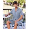 imageEkouaer Mens Pajamas Set Short Sleeve Sleepwear Button Down Soft Loungewear 2 Piece Pj Shorts Sets with PocketsGrey Blue