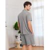 imageEkouaer Mens Pajamas Set Short Sleeve Sleepwear Button Down Soft Loungewear 2 Piece Pj Shorts Sets with PocketsLight Grey