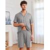 imageEkouaer Mens Pajamas Set Short Sleeve Sleepwear Button Down Soft Loungewear 2 Piece Pj Shorts Sets with PocketsLight Grey
