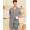 imageEkouaer Mens Pajamas Set Short Sleeve Sleepwear Button Down Soft Loungewear 2 Piece Pj Shorts Sets with PocketsLight Grey