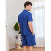 imageEkouaer Mens Pajamas Set Short Sleeve Sleepwear Button Down Soft Loungewear 2 Piece Pj Shorts Sets with PocketsNavy Blue