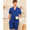imageEkouaer Mens Pajamas Set Short Sleeve Sleepwear Button Down Soft Loungewear 2 Piece Pj Shorts Sets with PocketsNavy Blue