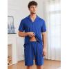 imageEkouaer Mens Pajamas Set Short Sleeve Sleepwear Button Down Soft Loungewear 2 Piece Pj Shorts Sets with PocketsNavy Blue