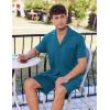 imageEkouaer Mens Pajamas Set Short Sleeve Sleepwear Button Down Soft Loungewear 2 Piece Pj Shorts Sets with PocketsOxford Blue