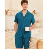 imageEkouaer Mens Pajamas Set Short Sleeve Sleepwear Button Down Soft Loungewear 2 Piece Pj Shorts Sets with PocketsOxford Blue
