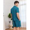 imageEkouaer Mens Pajamas Set Short Sleeve Sleepwear Button Down Soft Loungewear 2 Piece Pj Shorts Sets with PocketsOxford Blue