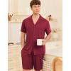 imageEkouaer Mens Pajamas Set Short Sleeve Sleepwear Button Down Soft Loungewear 2 Piece Pj Shorts Sets with PocketsWine Red