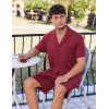imageEkouaer Mens Pajamas Set Short Sleeve Sleepwear Button Down Soft Loungewear 2 Piece Pj Shorts Sets with PocketsWine Red