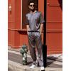 imageEkouaer Mens Silk Satin Pajama Set Short Sleeve Sleepwear Silky Loungewear with Long PantsClover