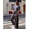 imageEkouaer Mens Silk Satin Pajama Set Short Sleeve Sleepwear Silky Loungewear with Long PantsClover