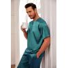 imageEkouaer Mens Silk Satin Pajama Set Short Sleeve Sleepwear Silky Loungewear with Long PantsDark Green