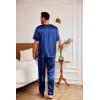 imageEkouaer Mens Silk Satin Pajama Set Short Sleeve Sleepwear Silky Loungewear with Long PantsNavy Blue