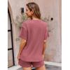 imageEkouaer Pajamas for Women Waffle Knit Lounge Set 2 Piece PJS Short Sleeve Top and Shorts Matching Loungewear with PocketsDusty Rose