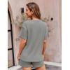 imageEkouaer Pajamas for Women Waffle Knit Lounge Set 2 Piece PJS Short Sleeve Top and Shorts Matching Loungewear with PocketsLight Gray