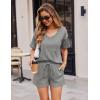 imageEkouaer Pajamas for Women Waffle Knit Lounge Set 2 Piece PJS Short Sleeve Top and Shorts Matching Loungewear with PocketsLight Gray
