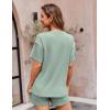 imageEkouaer Pajamas for Women Waffle Knit Lounge Set 2 Piece PJS Short Sleeve Top and Shorts Matching Loungewear with PocketsLight Green