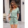 imageEkouaer Pajamas for Women Waffle Knit Lounge Set 2 Piece PJS Short Sleeve Top and Shorts Matching Loungewear with PocketsLight Green