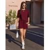 imageEkouaer Ribbed Knit Lounge Set Women Pajama Set Short Sleeve Top and Shorts Set Two Piece Shorts Outfits SetBurgundy
