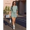 imageEkouaer Ribbed Knit Lounge Set Women Pajama Set Short Sleeve Top and Shorts Set Two Piece Shorts Outfits SetLight Green