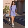 imageEkouaer Ribbed Knit Lounge Set Women Pajama Set Short Sleeve Top and Shorts Set Two Piece Shorts Outfits SetLilac