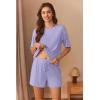 imageEkouaer Ribbed Knit Lounge Set Women Pajama Set Short Sleeve Top and Shorts Set Two Piece Shorts Outfits SetLilac