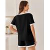 imageEkouaer Women Ribbed Knit Pajama Sets Short Sleeve Top and Shorts 2 Piece Soft Pjs Sleepwear with Pockets Lounge Sets SXXLBlack
