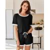 imageEkouaer Women Ribbed Knit Pajama Sets Short Sleeve Top and Shorts 2 Piece Soft Pjs Sleepwear with Pockets Lounge Sets SXXLBlack