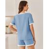 imageEkouaer Women Ribbed Knit Pajama Sets Short Sleeve Top and Shorts 2 Piece Soft Pjs Sleepwear with Pockets Lounge Sets SXXLClear Blue
