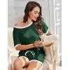 imageEkouaer Women Ribbed Knit Pajama Sets Short Sleeve Top and Shorts 2 Piece Soft Pjs Sleepwear with Pockets Lounge Sets SXXLDark Green