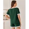 imageEkouaer Women Ribbed Knit Pajama Sets Short Sleeve Top and Shorts 2 Piece Soft Pjs Sleepwear with Pockets Lounge Sets SXXLDark Green