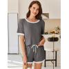 imageEkouaer Women Ribbed Knit Pajama Sets Short Sleeve Top and Shorts 2 Piece Soft Pjs Sleepwear with Pockets Lounge Sets SXXLDark Grey