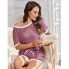 imageEkouaer Women Ribbed Knit Pajama Sets Short Sleeve Top and Shorts 2 Piece Soft Pjs Sleepwear with Pockets Lounge Sets SXXLDeep Pink
