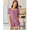 imageEkouaer Women Ribbed Knit Pajama Sets Short Sleeve Top and Shorts 2 Piece Soft Pjs Sleepwear with Pockets Lounge Sets SXXLDeep Pink