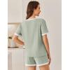 imageEkouaer Women Ribbed Knit Pajama Sets Short Sleeve Top and Shorts 2 Piece Soft Pjs Sleepwear with Pockets Lounge Sets SXXLLight Green