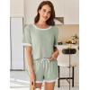 imageEkouaer Women Ribbed Knit Pajama Sets Short Sleeve Top and Shorts 2 Piece Soft Pjs Sleepwear with Pockets Lounge Sets SXXLLight Green