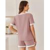 imageEkouaer Women Ribbed Knit Pajama Sets Short Sleeve Top and Shorts 2 Piece Soft Pjs Sleepwear with Pockets Lounge Sets SXXLLight Pink