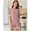 imageEkouaer Women Ribbed Knit Pajama Sets Short Sleeve Top and Shorts 2 Piece Soft Pjs Sleepwear with Pockets Lounge Sets SXXLLight Pink