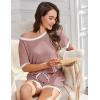 imageEkouaer Women Ribbed Knit Pajama Sets Short Sleeve Top and Shorts 2 Piece Soft Pjs Sleepwear with Pockets Lounge Sets SXXLLight Pink