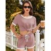 imageEkouaer Women Ribbed Knit Pajama Sets Short Sleeve Top and Shorts 2 Piece Soft Pjs Sleepwear with Pockets Lounge Sets SXXLLight Pink