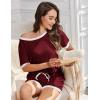 imageEkouaer Women Ribbed Knit Pajama Sets Short Sleeve Top and Shorts 2 Piece Soft Pjs Sleepwear with Pockets Lounge Sets SXXLWine Red