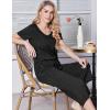 imageEkouaer Womens Pajama Set 2 Piece Cotton Pj Short Sleeve Sleepwear Top with Capri Pants Print NightwearBlack