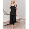 imageEkouaer Womens Pajama Set 2 Piece Cotton Pj Short Sleeve Sleepwear Top with Capri Pants Print NightwearBlack