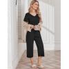 imageEkouaer Womens Pajama Set 2 Piece Cotton Pj Short Sleeve Sleepwear Top with Capri Pants Print NightwearBlack