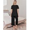 imageEkouaer Womens Pajama Set 2 Piece Cotton Pj Short Sleeve Sleepwear Top with Capri Pants Print NightwearBlack