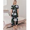 imageEkouaer Womens Pajama Set 2 Piece Cotton Pj Short Sleeve Sleepwear Top with Capri Pants Print NightwearBlack Flower