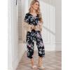 imageEkouaer Womens Pajama Set 2 Piece Cotton Pj Short Sleeve Sleepwear Top with Capri Pants Print NightwearBlack Pink Flower