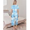 imageEkouaer Womens Pajama Set 2 Piece Cotton Pj Short Sleeve Sleepwear Top with Capri Pants Print NightwearBlue Flower