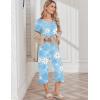 imageEkouaer Womens Pajama Set 2 Piece Cotton Pj Short Sleeve Sleepwear Top with Capri Pants Print NightwearBlue Flower
