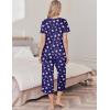 imageEkouaer Womens Pajama Set 2 Piece Cotton Pj Short Sleeve Sleepwear Top with Capri Pants Print NightwearBlue Moon