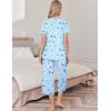 imageEkouaer Womens Pajama Set 2 Piece Cotton Pj Short Sleeve Sleepwear Top with Capri Pants Print NightwearBlue Star
